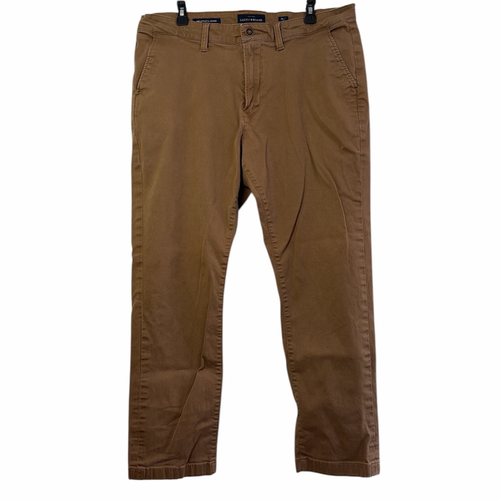 Lucky Brand 410 Athletic Chino Pants Brown Stretch Cotton 36x30